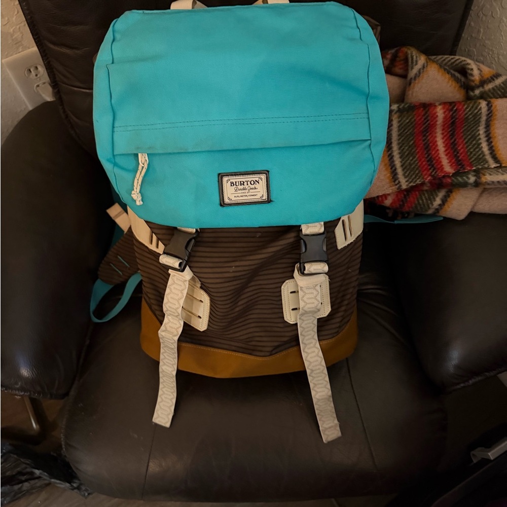 Burton Teal and Brown Men's Rucksack Backpack: Beaver Tail Crinkle Color.